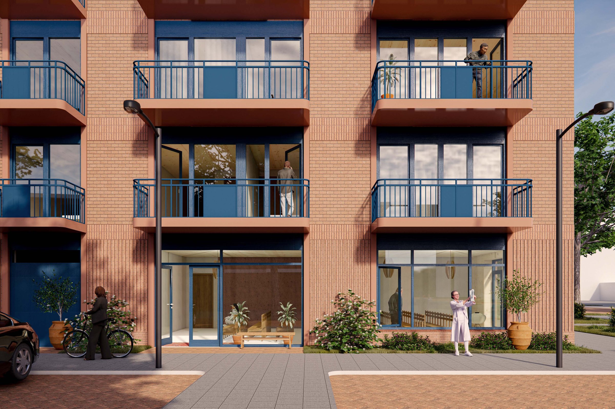 Impressie collectieve ruimte op begane grond, bouwdeel A — definitief voorlopig ontwerp