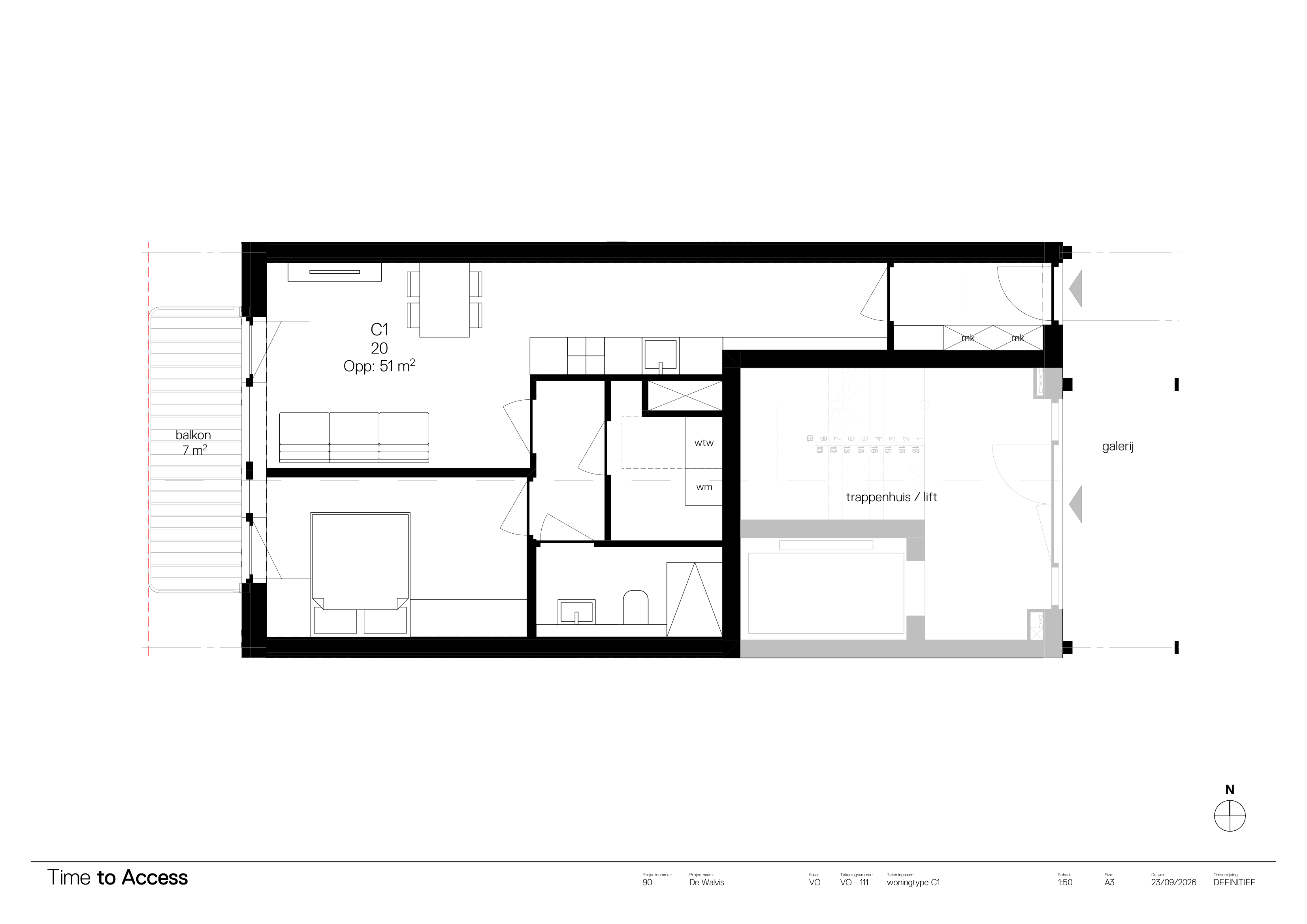 Plattegrond Type C1 — Klein 51 m²